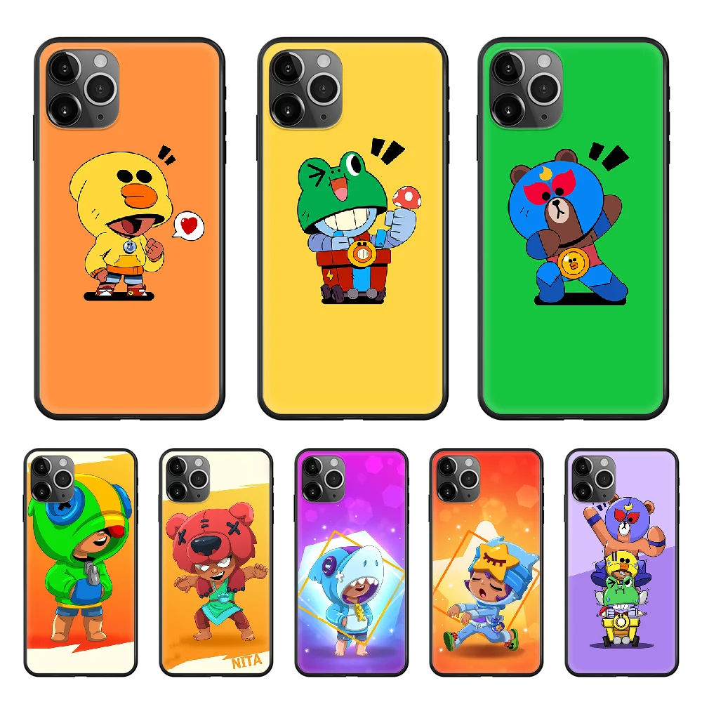 

Cute Case Gbrawl Stars Phone Case cover For iphone 4 4S 5 5C 5S 6 6S PLUS 7 8 X XR XS 11 PRO SE 2020 MAX black prime silicone