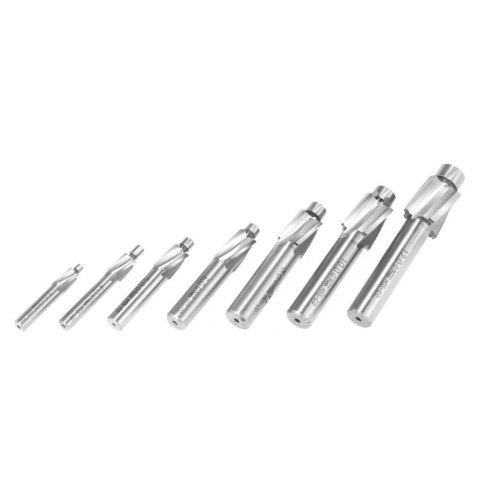 

Hot 7pcs/set Counterbore Set M3-M12 High-speed Steel 4 Flutes Straight Shank Counterbore End Mills