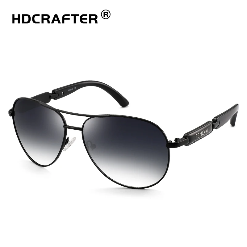 HDCRAFTER Пилот мужские классические солнцезащитные очки Брендовые солнцезащитные очки для мужчин вождения уличные очки UV400 - Цвет линз: BLSMOKE