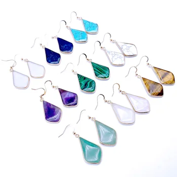 

Designer Teardrop Earrings for Women Fashion Pink Green Aventurine Howlite Stone Earrings Jewelry Water Drop Earrings