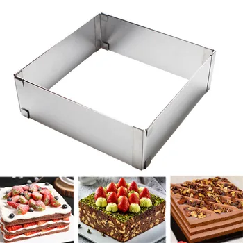 

Adjustable Mousse Square Cake Mold Stainless Steel Baking Mould Kitchen Dessert Accessories Cake Decorating Tool