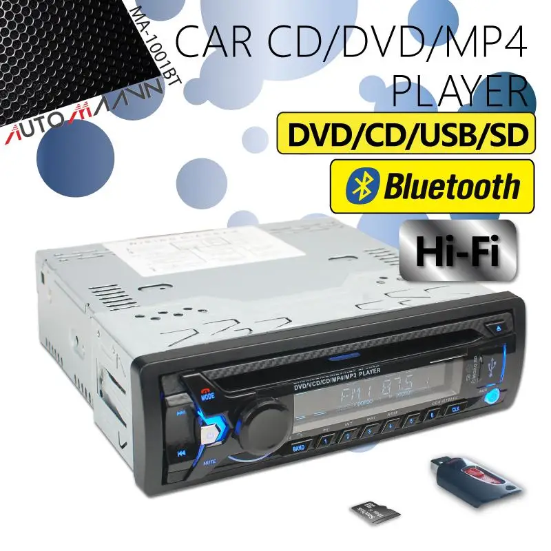 Автомобильный Bluetooth CD/DVD плеер с одним слотом для Nissan Honda Din Toyota радио USB/TF приемник в тире