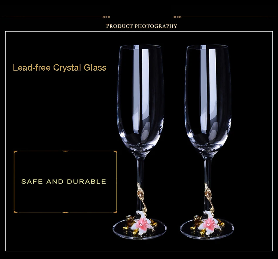Европейские хрустальные бокалы для вина высокого качества бокалы для шампанского стаканы свадебные принадлежности Подарочная коробка эмаль покрытие Кубок Декор C023