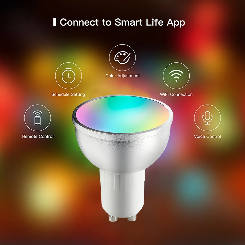 LED GU10 5 Вт Alexa RGBW беспроводной WiFi Пульт дистанционного управления умный светильник