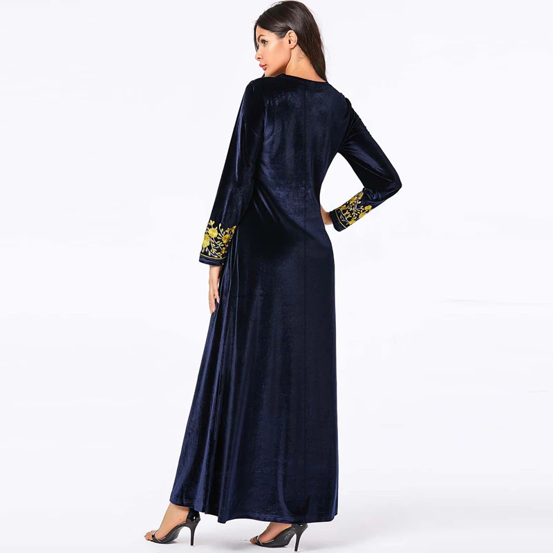 Теплое вельветовое платье Кафтан Abaya в Дубае скромное модное женское