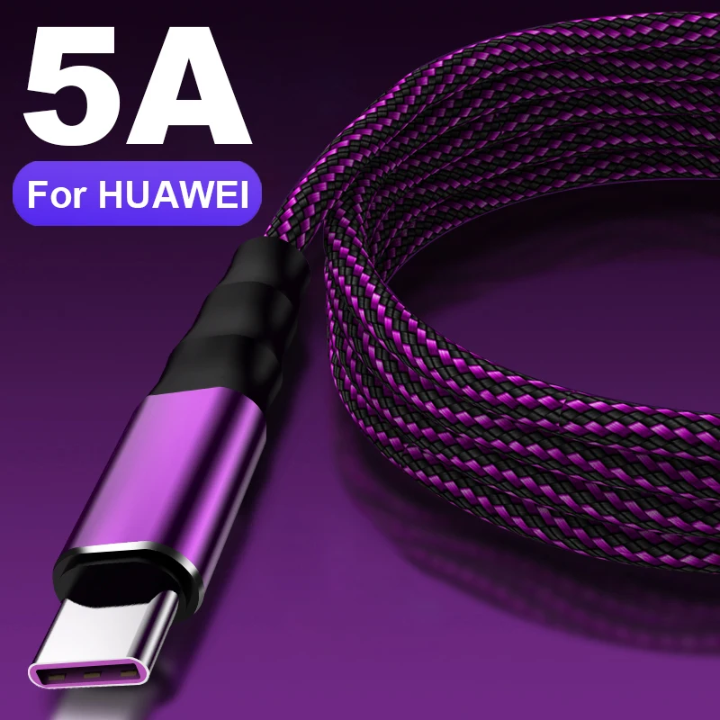 

5A SuperCharge USB Type C Cable for Huawei Mate 30 P30 Lite P30 Quick Charge 3.0 Cable USB C Charger Phone Charging Cord