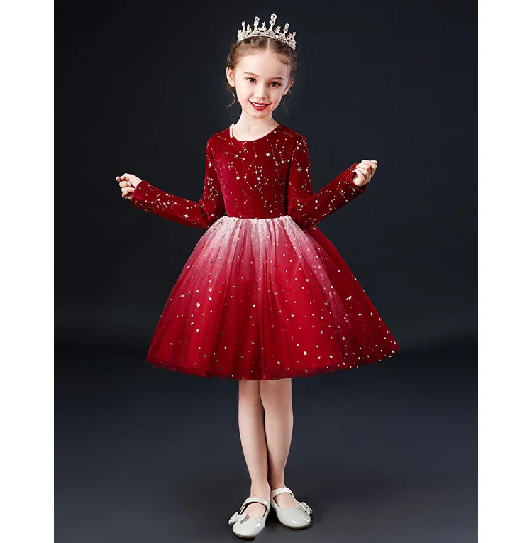 Flower Girl Dresses Luxury Tulle Party Dresses For Wedding Party Girl Christmas Party Prom Formal communion Long sleeved dress