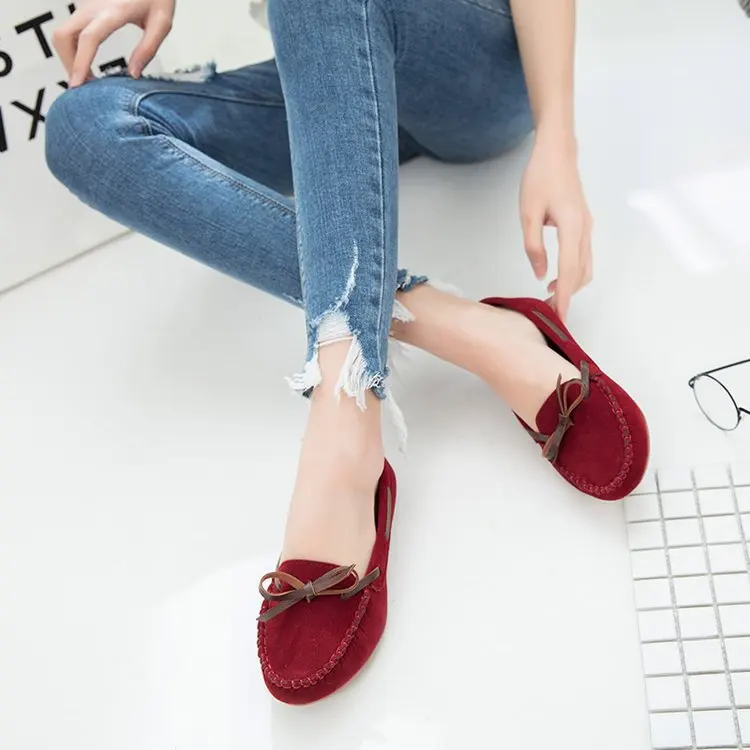 

Moccosins Women's 2018 Spring And Autumn New Style Dull Polish Bow Korean-style Casual Versatile Flat Top Shoes Pregnant Women S