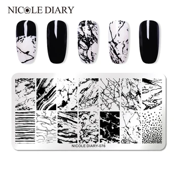 

NICOLE DIARY 1Pc Rectangle Nail Stamping Template Flower Animal Geometry Love Valentine's Day Nail Art Stamping Plate