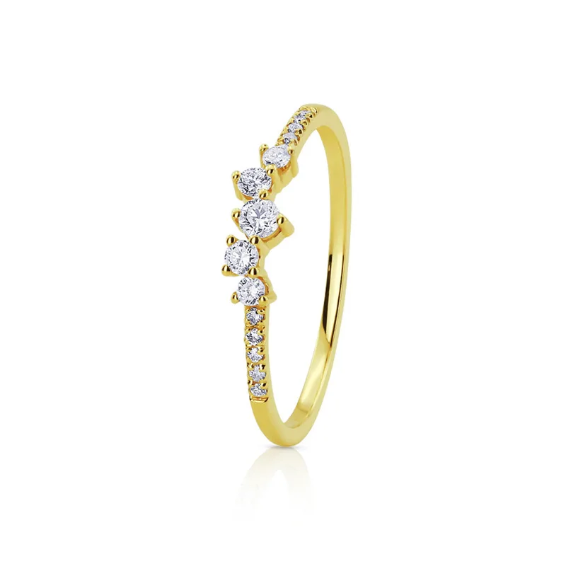 Visisap красивое корейское тонкое кольцо яркое микро инкрустация цирконием кольца для женщин розовое золото цвет обручальные аксессуары B2197