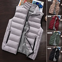 Зимний теплый мужской пуховик с хлопковой подкладкой без рукавов жилет парка-безрукавка L-3XL Новинка
