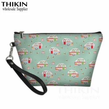 

THIKIN Cartoon Eiffel Tower Print Women Cosmetic Bag for Make Up Ladies Maleta Maquiagem Profissional Beauty Bag Cute Makeup Bag