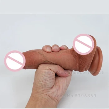 Sliding Realistic Big Dildo For Lesbian Skin Feeling Huge Penis Suction Cup Female Masturbation Fake Dick Tool SM Anal Sex Toys 4
