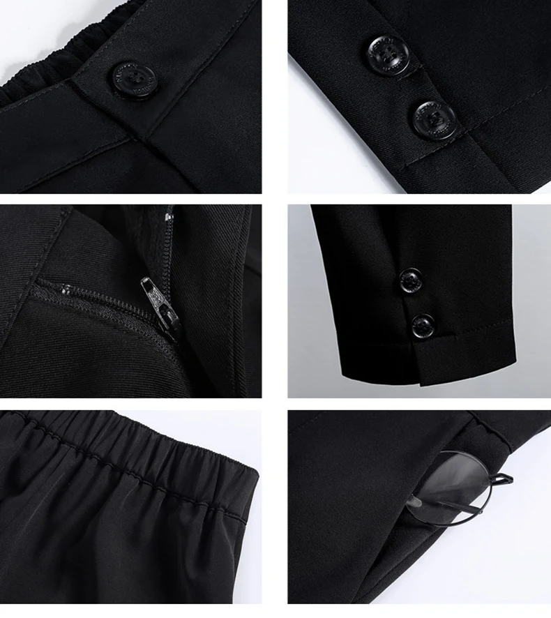 BIVIGAOS Мода и досуг офис леди черный костюм высокой талией на пуговицах брюки женские брюки с широкими штанинами прямые свободные укороченные брюки повседневные штаны-шаровары