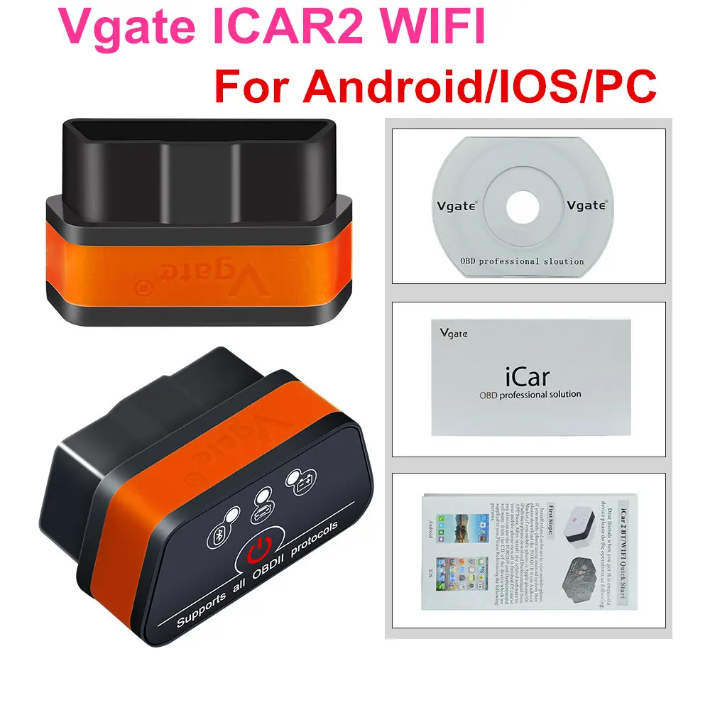 ICar2 ODB 2 ELM327 Bluetooth или Wifi OBD2 автоматический диагностический сканер для Android IOS OBD2 сканер EML 327 Wifi автодиагностика - Цвет: ICAR2 WIFI Orange