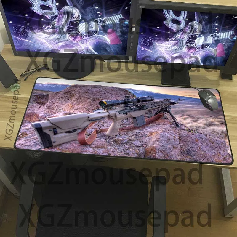 XGZ Sniper Gun Large Landscape Mouse Pad Black Exquisite Lock Edge Home Computer Desk Mat Speed Non
