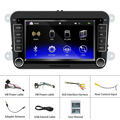 AMPrime 2 Din Автомобильный мультимедийный " сенсорный экран автомобильный Радио Bluetooth FM радио MirrorLink MP5 плеер для Volkswagen Авторадио камера - Цвет: Car Radio Only