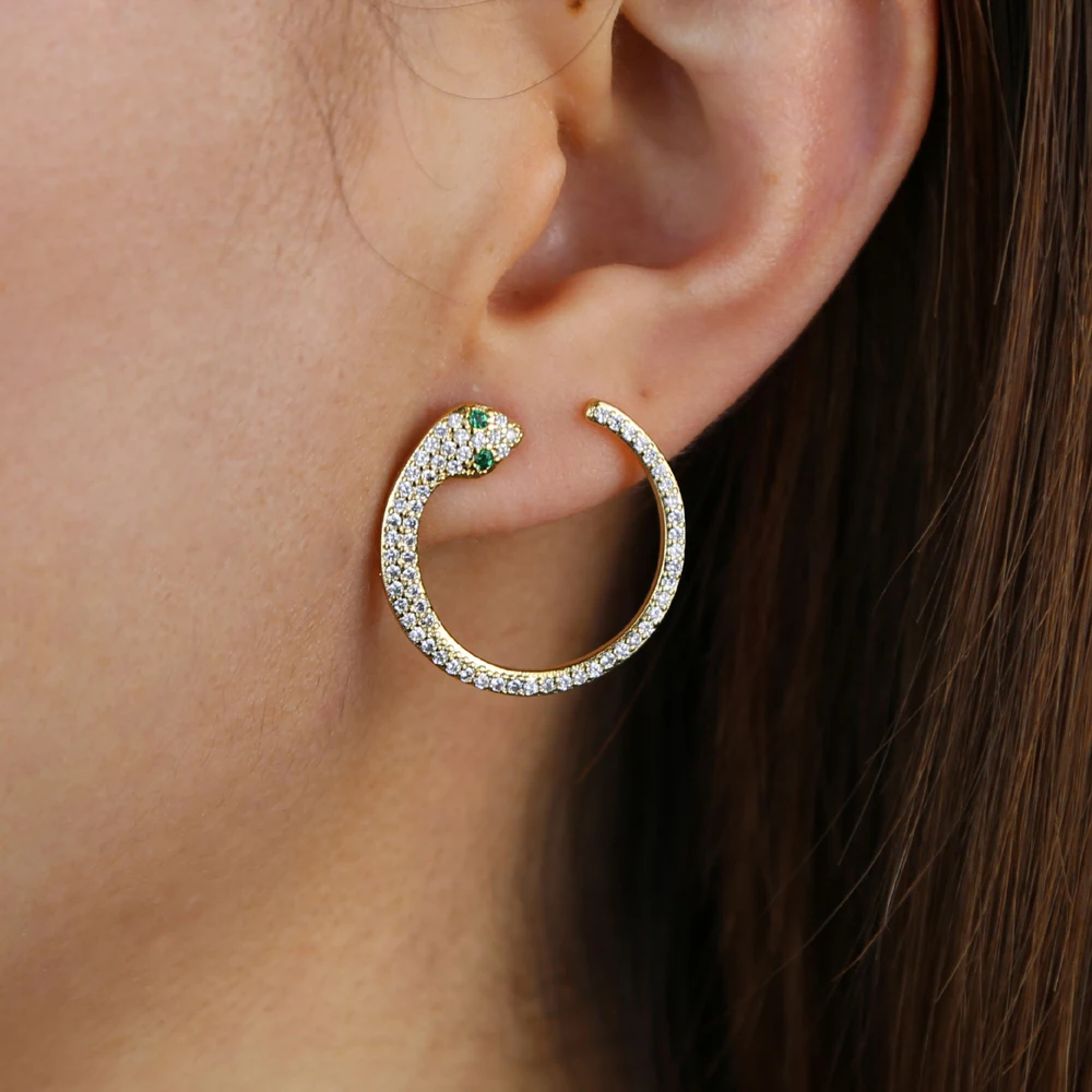 Round shape Snake hoop earring styles Personality women jewelry minimal snake cute lovely Geometric Circle hoop Earrings Jewelry