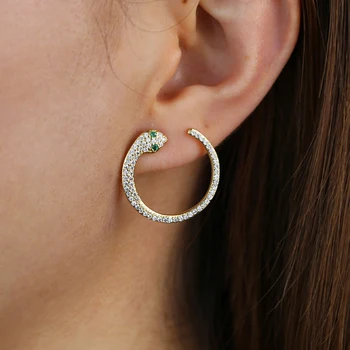 Round shape Snake hoop earring styles Personality women jewelry minimal snake cute lovely Geometric Circle hoop Earrings Jewelry
