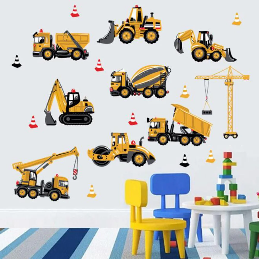 DIY мультфильм автомобиль грузовик шаблон наклейки на стену для детского сада Детская комната Декор Винил Искусство Плакат популярный подарок