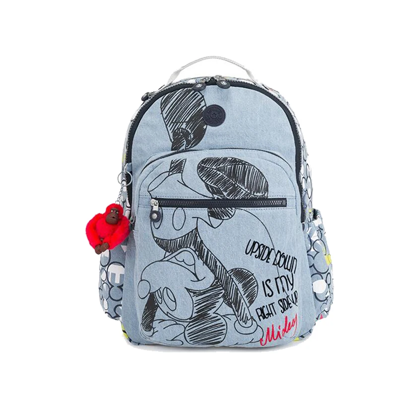 

Nylon 100% Kiple 2019 Bolsa School Bag for Teenage Girl Mochila Escolar With Monkey Pendant A4