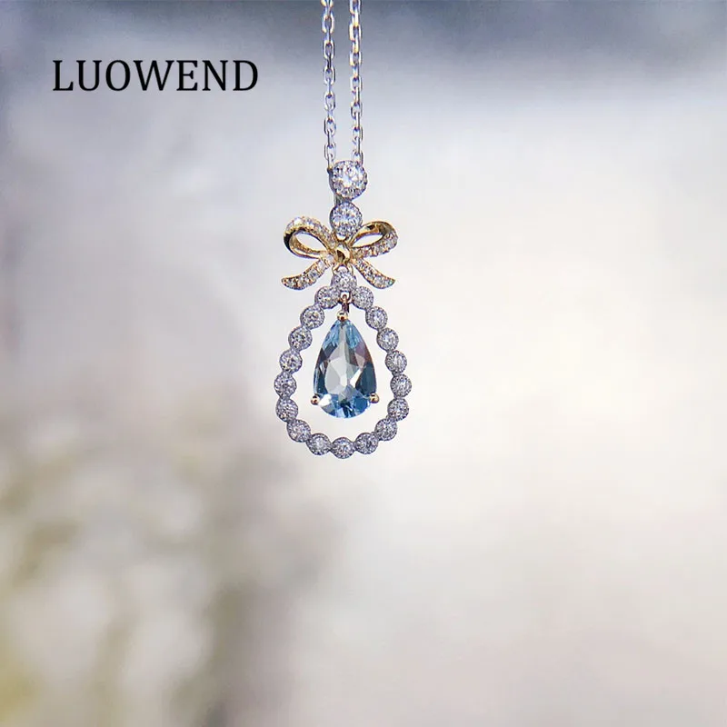 LUOWEND 100% 18K подвеска из белого золота ожерелье натурального бриллианта ювелирные