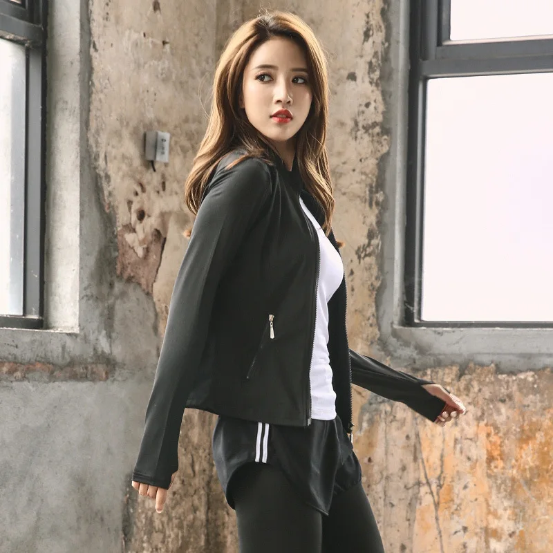 

2019 Autumn And Winter New Style Joint Slim Fit Yoga Clothes Coat Quick-Dry Breathable Fitness Long Sleeve Running Sports Jacket