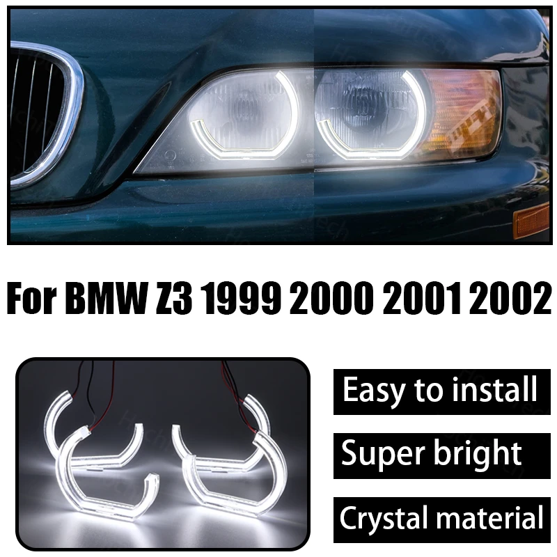 Kit Led Angel Eye 6000K White Halo Ring Drl Day Light Per Bmw Z3 1999 2000 2001 2002 Crystal Angel Eyes