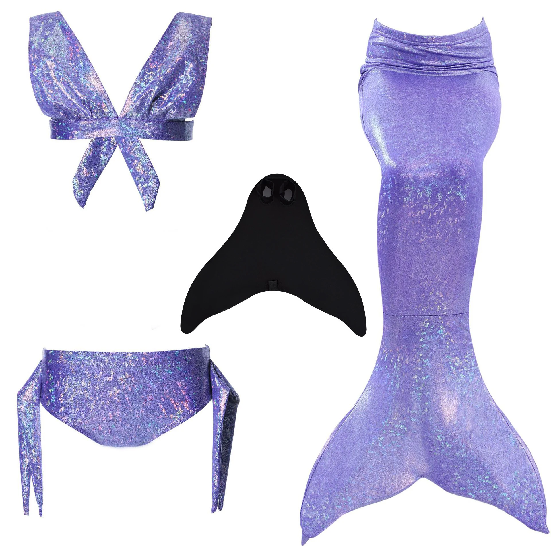

2019 4pcs / set Hot Kids Girls Mermaid Tails With Fin Bathing Suit Bikini Swimsuit Dress For Girls With Flipper Monofin For Swim