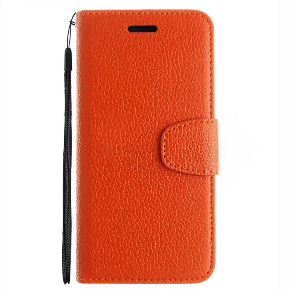 Оранжевый Кожаный бумажник lychee с откидной крышкой для iPhone 5 5S SE 5C 6 7 8 6S Plus XS Max XR X слот для карт чехол для смартфона - Цвет: Оранжевый