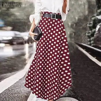 

Vintage Women High Waist Skirts Summer ZANZEA Casual Bohemian Polka Dot Long Skirts Beach Party Vestido Faldas Saia Femme Jupe