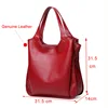 DIENQI cow genuine leather bag ladies winter women's leather handbags big female shoulder bag red hand bags for women 2022 tote ► Photo 3/6