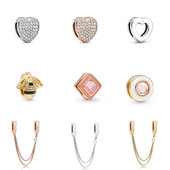 

Original 925 Sterling Silver Beads Lovely Gold Bee Chain Beads For Women Diy Pandora Charm REFLEXIONS Bracelet