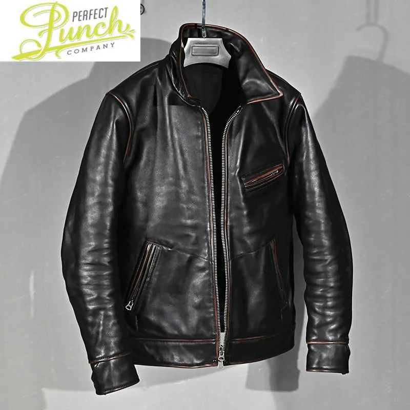 

Мужская винтажная куртка из натуральной воловьей кожи KJ4811