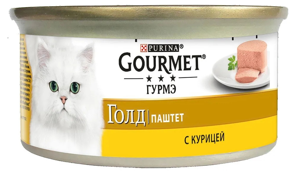 Корм влажный Gourmet Гурмэ Голд Паштет для кошек с курицей, 85 г(12 шт