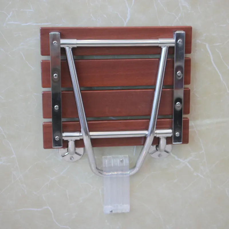 Bathroom Wall Seat Stool Solid Wood Bath Folding Stool Seat Non-slip Shower Wall Chair Living Room Wall Hanging Shoe Bench 2
