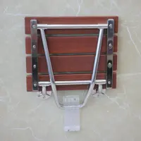 Bathroom Wall Seat Stool Solid Wood Bath Folding Stool Seat Non-slip Shower Wall Chair Living Room Wall Hanging Shoe Bench 2