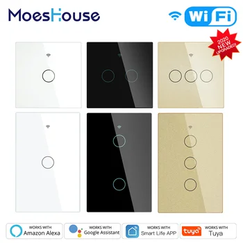 

2020 NEW WiFi RF433 Smart Touch Switch 2/3 Way Smart Life/Tuya App Control,Alexa Google Home Voice Control 1/2/3/4 Gang EU US