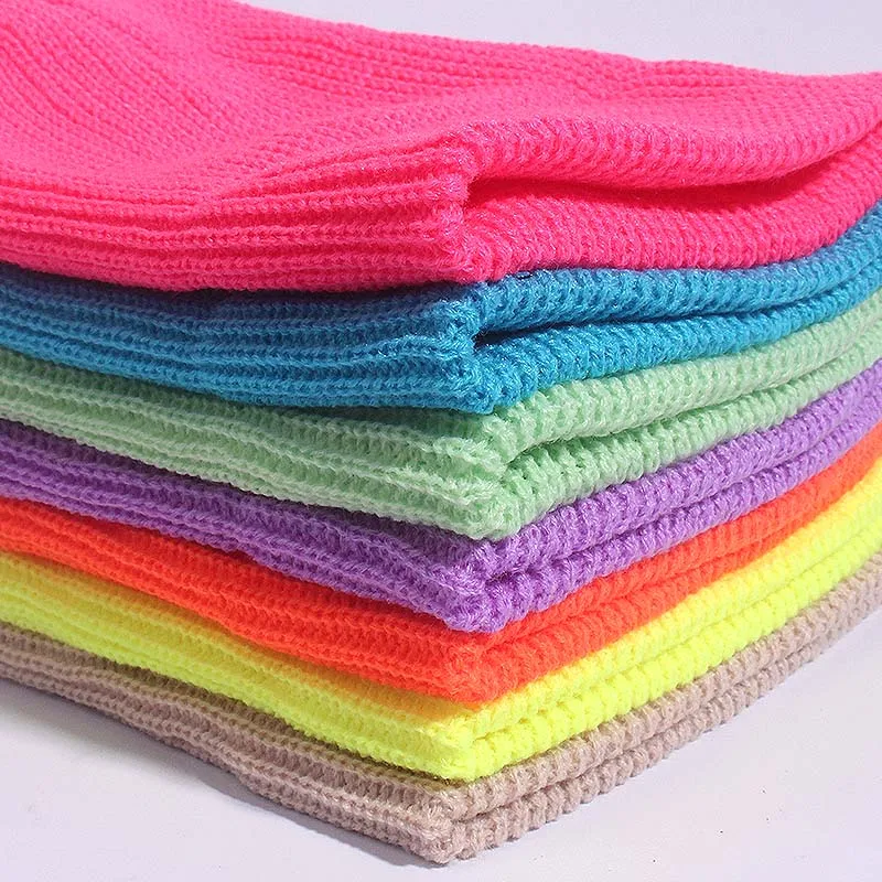 Unisex Winter Child Ribbed Knitted Cuffed Short Melon Cap Solid Color Skullcap Baggy Retro Ski Fisherman Docker Beanie Hat