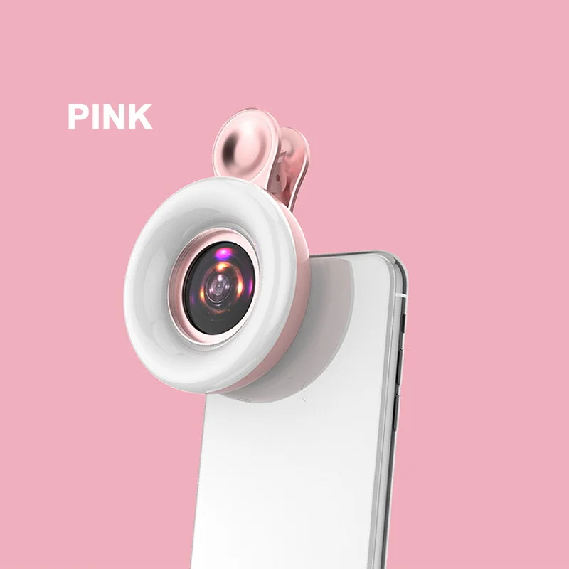 New Mobile phone fill light 15X macro lens Portable Selfie LED Ring Flash Light Phone Selfie Lamp Universal Ring Clip Light 20x zoom lens for mobile