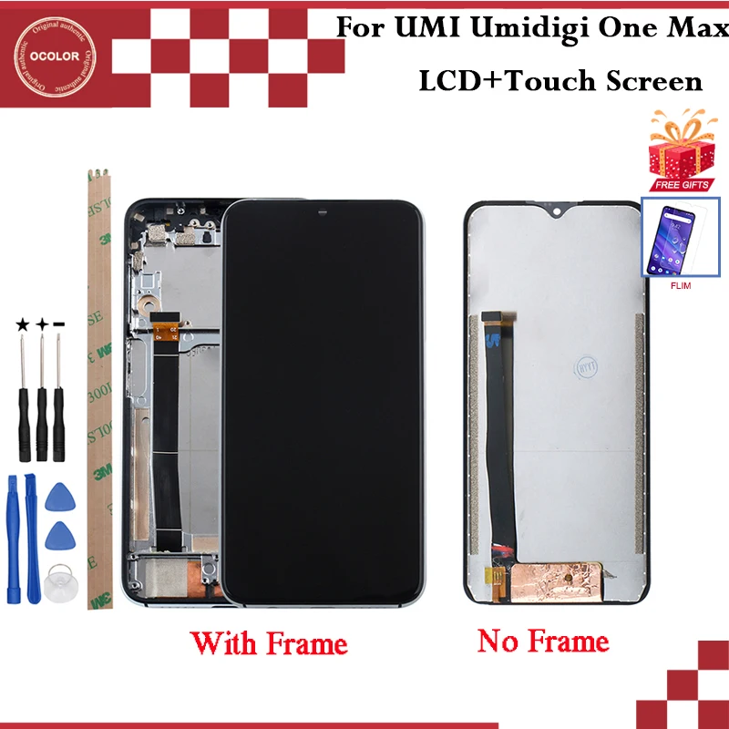 

ocolor For UMI Umidigi One Max LCD Display and Touch Screen +Frame 6.3 inch +Film For UMI Umidigi One Max Phone With Tools