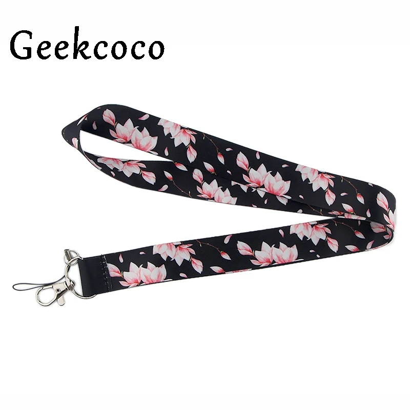 

Romantic Cherry blossoms keychain Accessories Safety Breakaway Mobile Phone ID Badge Holder keys Strap Neck lanyard Camera J0528