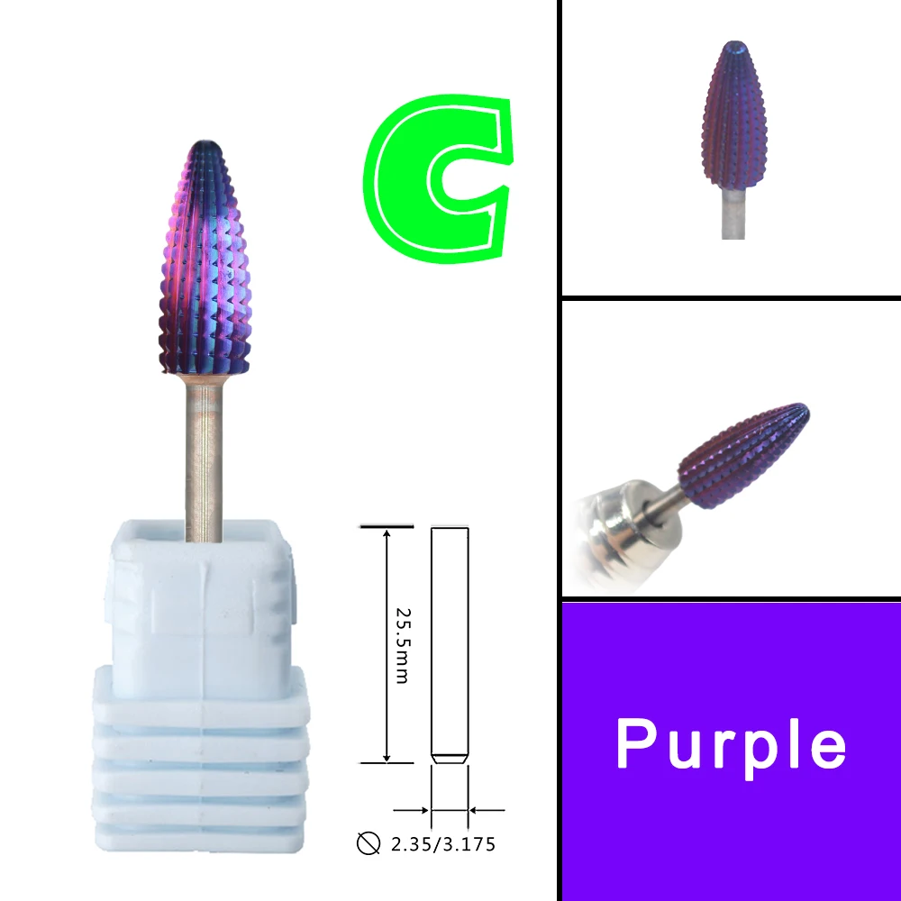 ONE Way Typhoon Carbide Tungsten Right hand Tungsten stable shank  Accessories Cutter pedicure nail drill bits 5