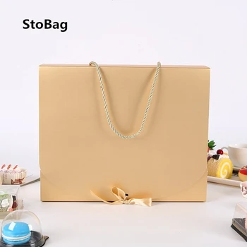 

StoBag 5pcs Universal Gift Carton Portable Gift Candy Box Bow Product Exquisite Packaging Box Birthday Part Wedding Decoration