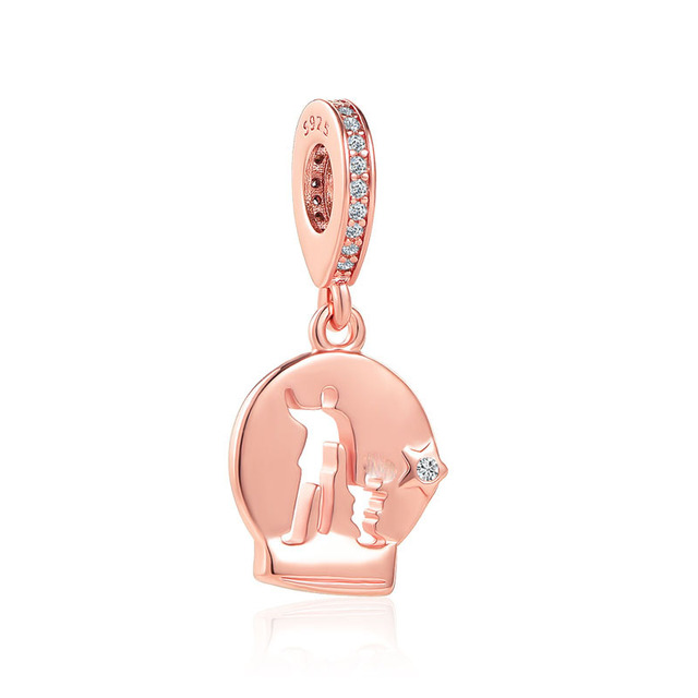 European Rose Gold Flower Clip Family Tree  DIY fine beads Fit Original  Charms silver 925  Bracelet Jewelry F047