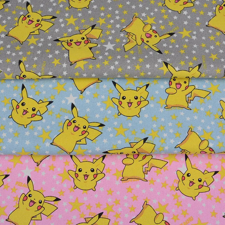 Мультяшный Покемон Пикачу звезда печать ручная работа пэтчворк хлопок холст ткань швейная Сумка Подушка скатерть диван 91 см* 145 см