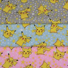 Мультяшный Покемон Пикачу звезда печать ручная работа пэтчворк хлопок холст ткань швейная Сумка Подушка скатерть диван 91 см* 145 см