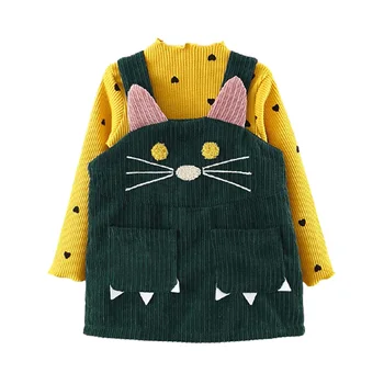 

Kids Girls Dress Sets Autumn Winter Outfits Long Sleeve Blouse Overall Set 2Pcs Children Clothing Suit Girls Clothes Set