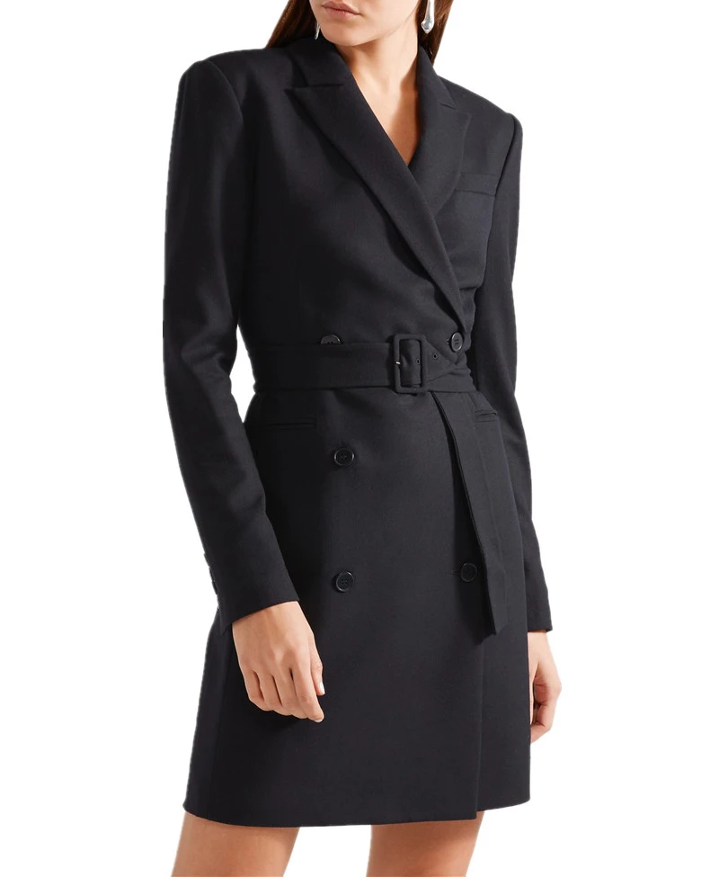 Autumn Fashion Plus Size Dresses Turn Down Neck Long Sleeve Double-breasted Sashes Short Dresses Office Lady Dresses Z2639