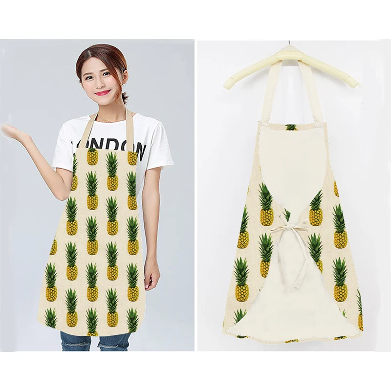 Pineapple Apron Kitchen Aprons for Women Cotton Linen Bibs Household Cleaning Pinafore Home Cooking Aprons